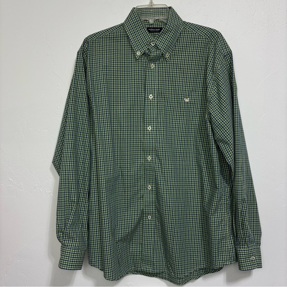 Southern Marsh Wrinkle Free Plaid Blue Green Men Button Front Shirt Large - Picture 1 of 7